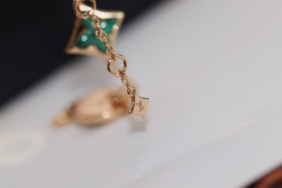 [Regal Gem]STAR AND SUN 4 MOTIF PINK GOLD MALACHITE BRACELET