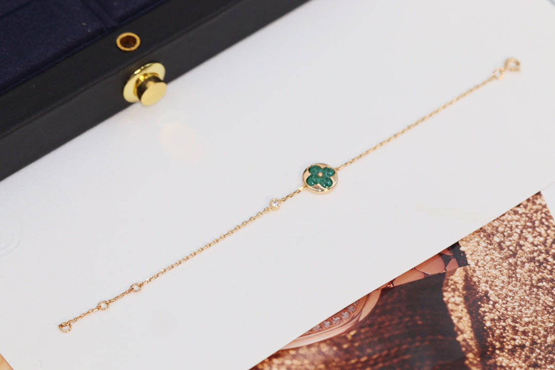 [Regal Gem]STAR AND SUN 4 MOTIF PINK GOLD MALACHITE BRACELET