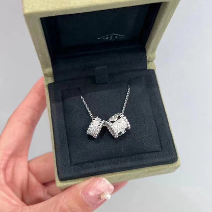 [Regal Gem]PERLEE DOUBLE PENDANT SILVER DIAMOND NECKLACE