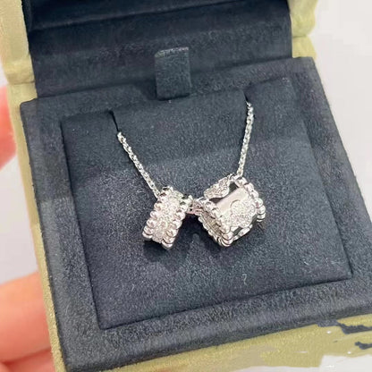 [Regal Gem]PERLEE DOUBLE PENDANT SILVER DIAMOND NECKLACE