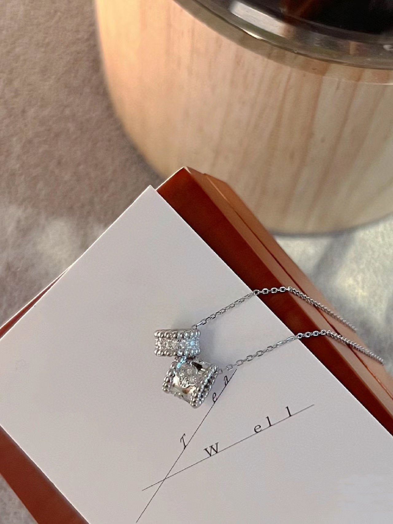 [Regal Gem]PERLEE DOUBLE PENDANT SILVER DIAMOND NECKLACE