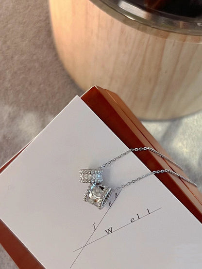 [Regal Gem]PERLEE DOUBLE PENDANT SILVER DIAMOND NECKLACE