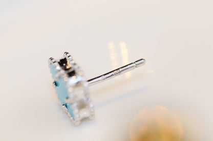 [Regal Gem]CLOVER MINI TURQUOISE SILVER STUD EARRINGS