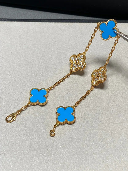 [Regal Gem] CLOVER 5 MOTIF BLUE AGATE BRACELET COLLECTION