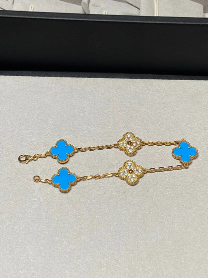[Regal Gem] CLOVER 5 MOTIF BLUE AGATE BRACELET COLLECTION