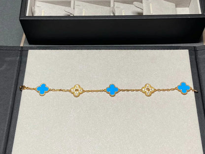 [Regal Gem] CLOVER 5 MOTIF BLUE AGATE BRACELET COLLECTION