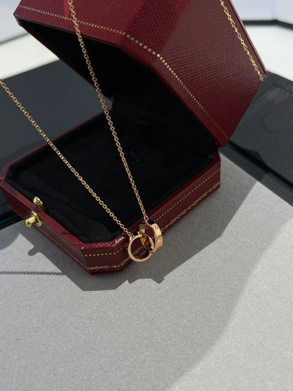 [Regal Gem]LOVE NECKLACE DOUBLE RING PINK GOLD