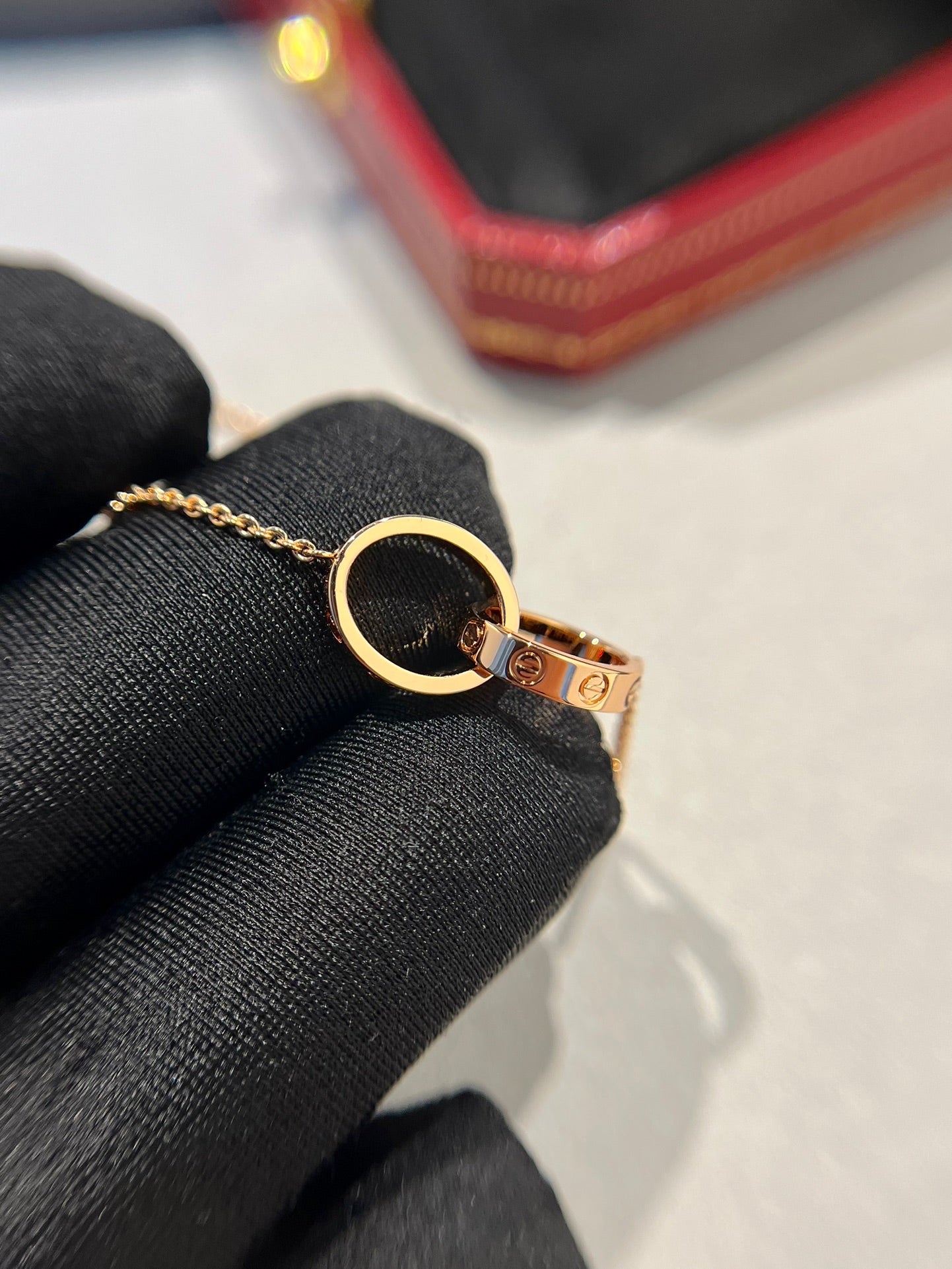[Regal Gem]LOVE NECKLACE DOUBLE RING PINK GOLD