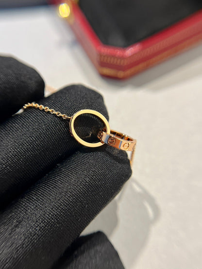 [Regal Gem]LOVE NECKLACE DOUBLE RING PINK GOLD