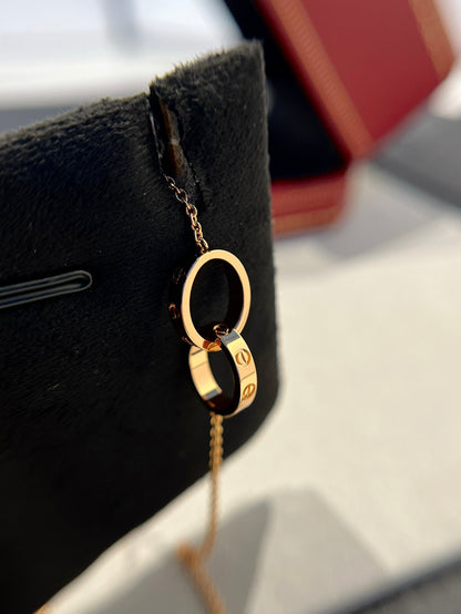 [Regal Gem]LOVE NECKLACE DOUBLE RING PINK GOLD