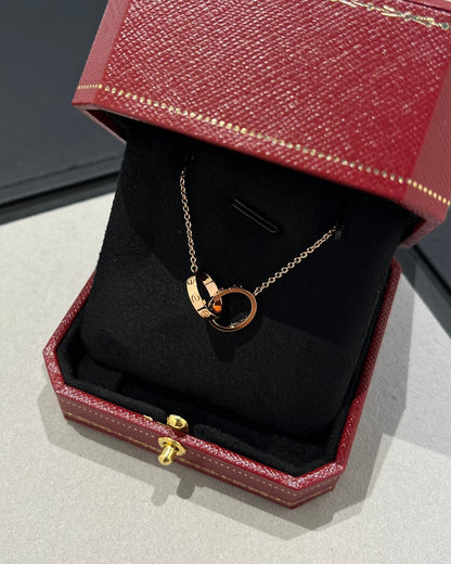 [Regal Gem]LOVE NECKLACE DOUBLE RING PINK GOLD