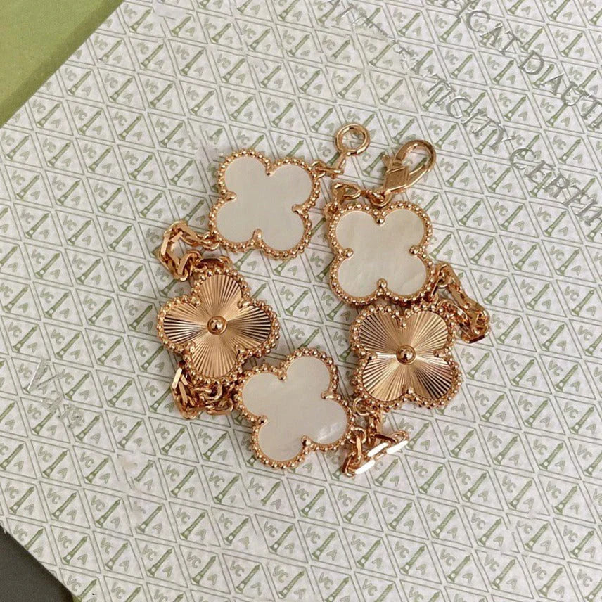 [Regal Gem]CLOVER WHITE PEARL MOP 5 MOTIF BRACELET COLLECTION