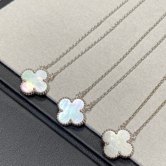 [Regal Gem]CLOVER MEDIUM SILVER WHITE MOP NECKLACE