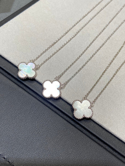 [Regal Gem]CLOVER MEDIUM SILVER WHITE MOP NECKLACE