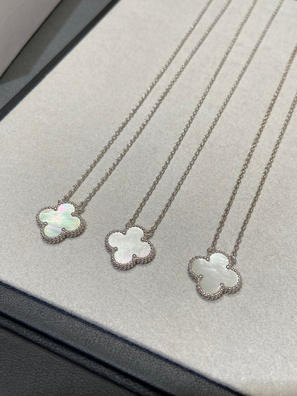 [Regal Gem]CLOVER MEDIUM SILVER WHITE MOP NECKLACE