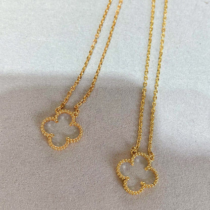 [Regal Gem]CLOVER ROCK CRYSTAL Regal Gem GOLD NECKLACE
