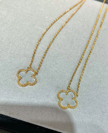 [Regal Gem]CLOVER ROCK CRYSTAL Regal Gem GOLD NECKLACE