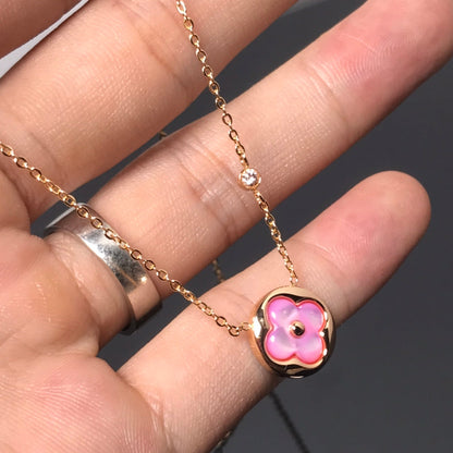 [Regal Gem]COLOR BLOSSOM PINK MOP SUN GOLD NECKLACE