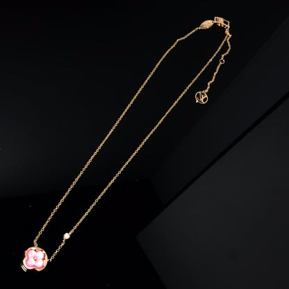 [Regal Gem]COLOR BLOSSOM PINK MOP SUN GOLD NECKLACE
