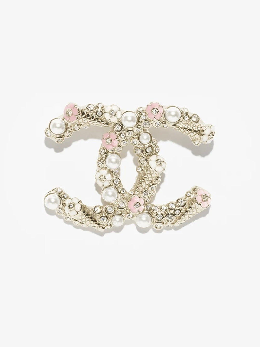 [Regal Gem]26C Pink-White Enamel Ice Cream Cone Double C Brooch