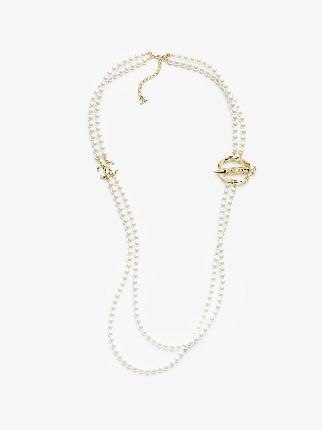 [Regal Gem]25K Pencil Double C Double-Layer Pearl Sweater Chain
