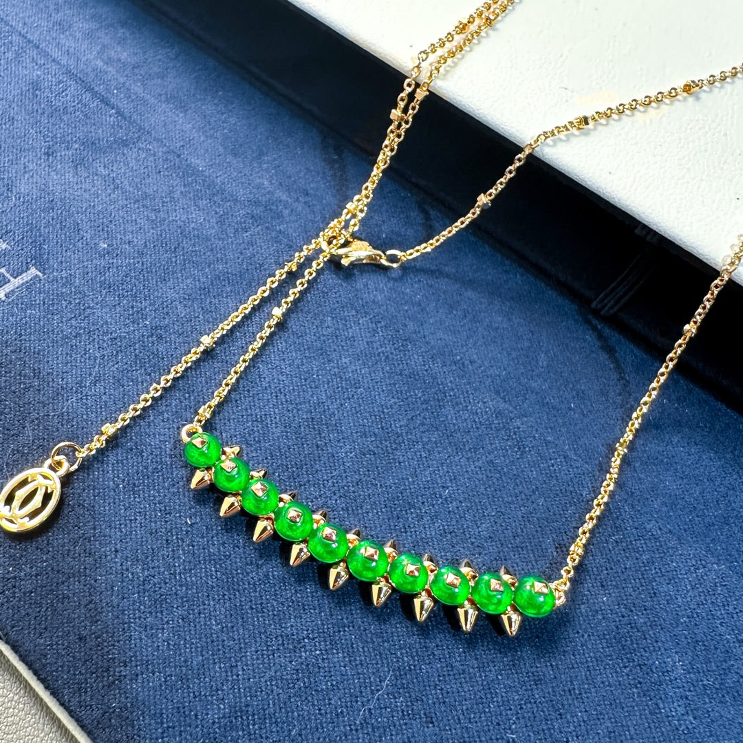 [Regal Gem]New Arrival: Green Bead Rivet Necklace
