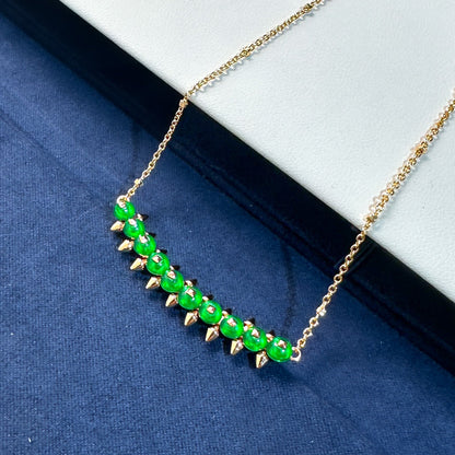 [Regal Gem]New Arrival: Green Bead Rivet Necklace