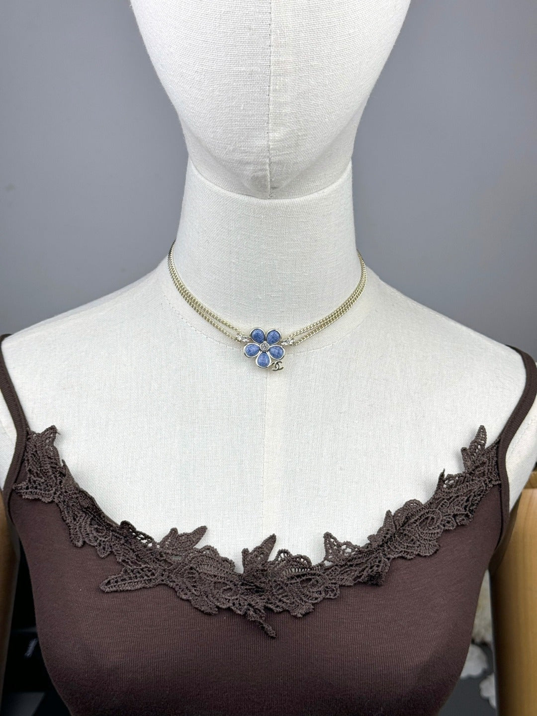 [Regal Gem]New Blue Floral Double-Layer Necklace