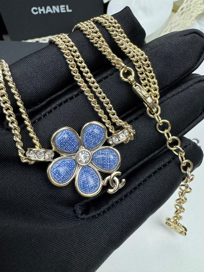 [Regal Gem]New Blue Floral Double-Layer Necklace