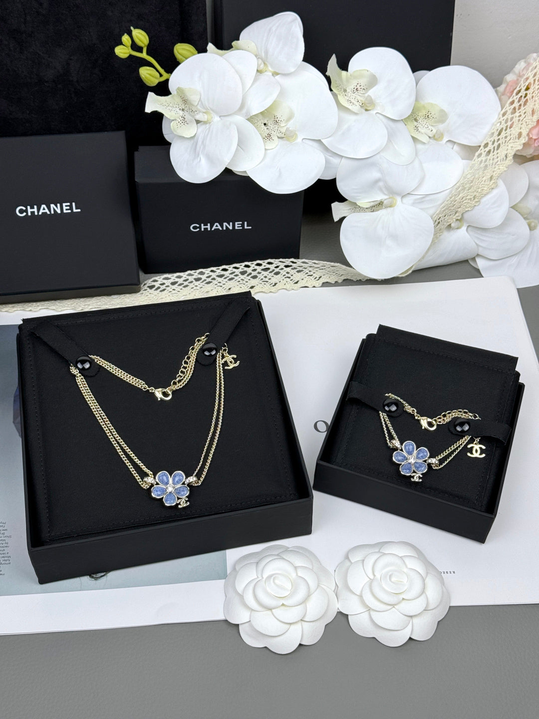 [Regal Gem]VOLTE New Blue Floral Double-Layer Bracelet