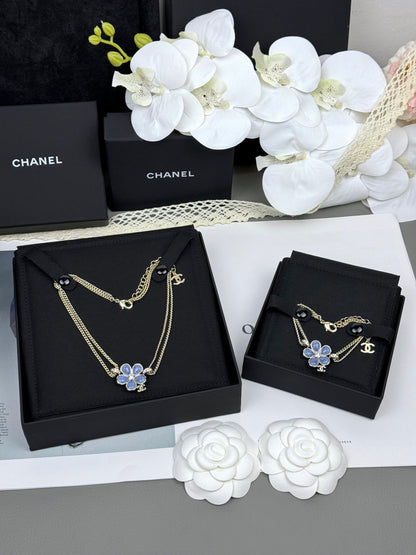 [Regal Gem]VOLTE New Blue Floral Double-Layer Bracelet