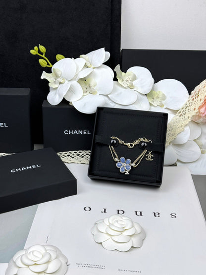 [Regal Gem]VOLTE New Blue Floral Double-Layer Bracelet