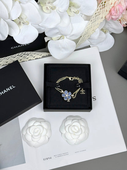 [Regal Gem]VOLTE New Blue Floral Double-Layer Bracelet