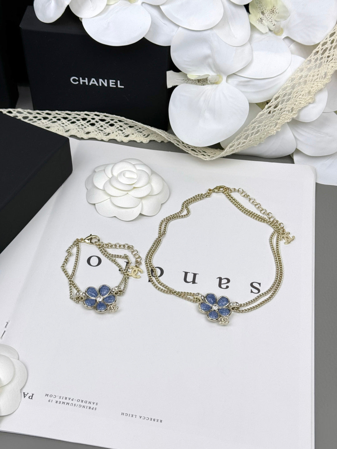 [Regal Gem]VOLTE New Blue Floral Double-Layer Bracelet