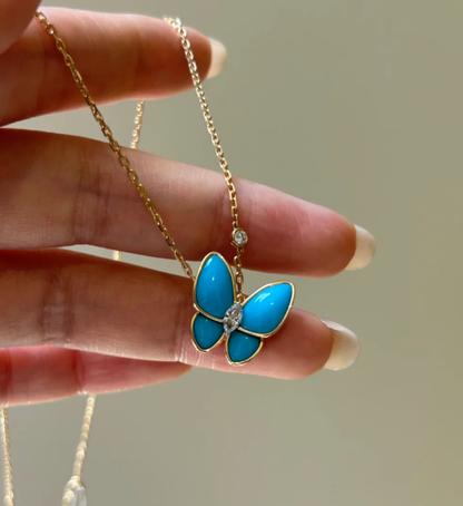 [Regal Gem]Turquoise Butterfly Gold Necklace