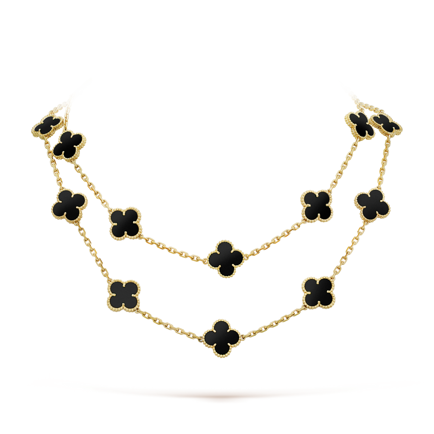 [Regal Gem]CLOVER 20 MOTIFS ONYX NECKLACE