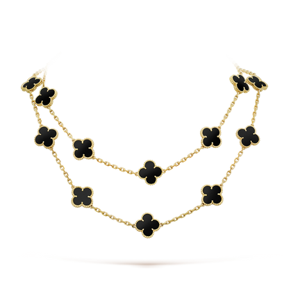 [Regal Gem]CLOVER 20 MOTIFS ONYX NECKLACE