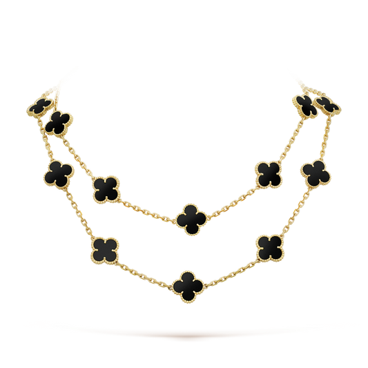 [Regal Gem]CLOVER 20 MOTIFS ONYX NECKLACE