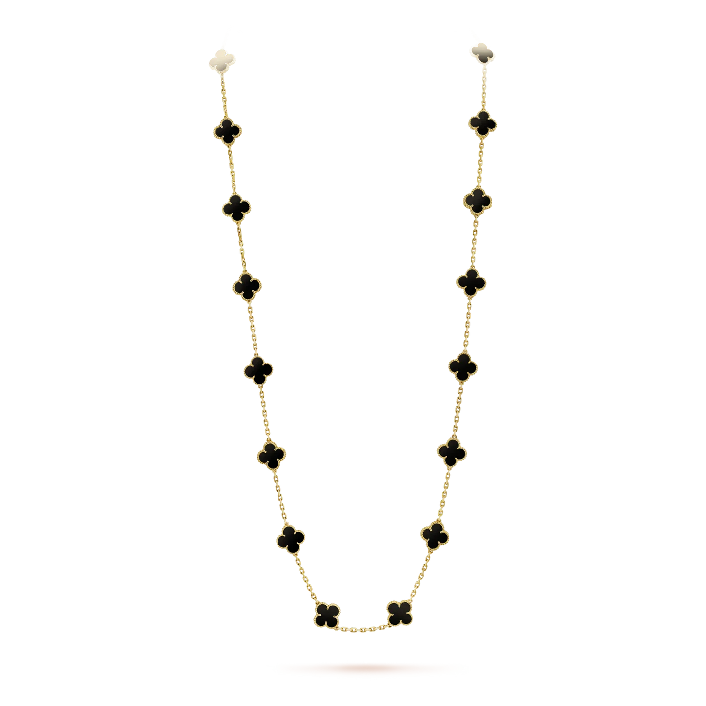 [Regal Gem]CLOVER 20 MOTIFS ONYX NECKLACE