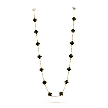 [Regal Gem]CLOVER 20 MOTIFS ONYX NECKLACE