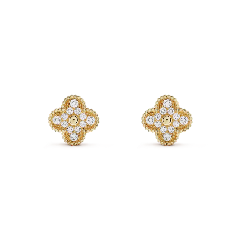 [Regal Gem]CLOVER MEDIUM 1 MOTIFS FUll DIAMOND EARRINGS
