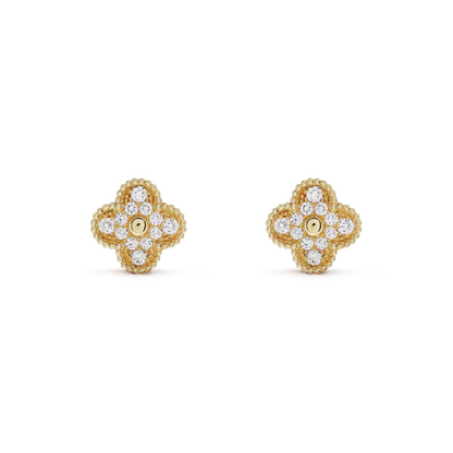 [Regal Gem]CLOVER MEDIUM 1 MOTIFS FUll DIAMOND EARRINGS