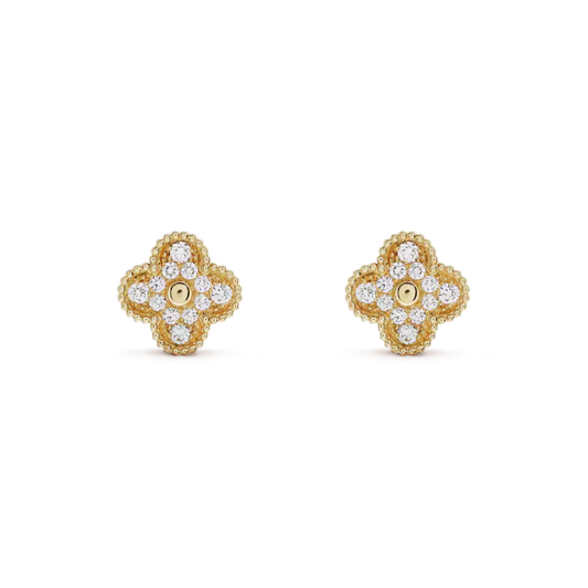 [Regal Gem]CLOVER MEDIUM 1 MOTIFS FUll DIAMOND EARRINGS