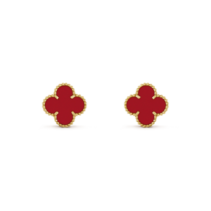[Regal Gem]CLOVER MINI 9.5MM CARNELIAN EARRINGS