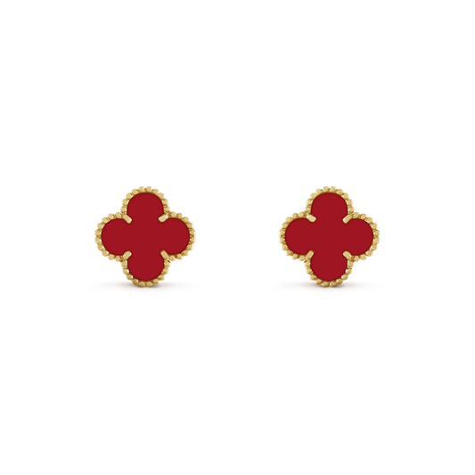 [Regal Gem]CLOVER MINI 9.5MM CARNELIAN EARRINGS