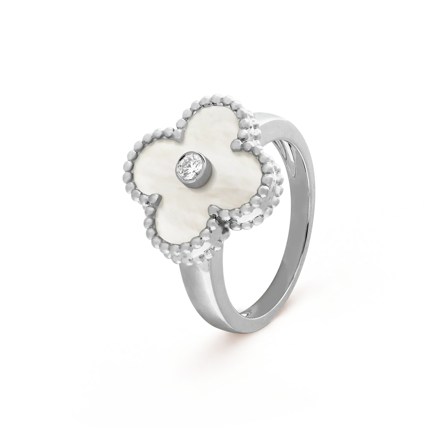 [Regal Gem]CLOVER SILVER MOP DIAMOND RING