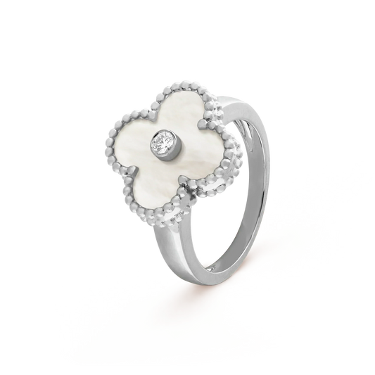 [Regal Gem]CLOVER SILVER MOP DIAMOND RING