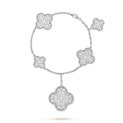 [Regal Gem]CLOVER 6 MOTIFS SILVER DIAMOND BRACELET
