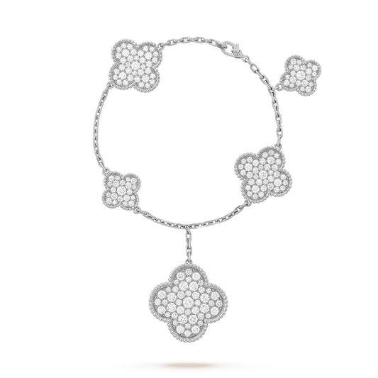 [Regal Gem]CLOVER 6 MOTIFS SILVER DIAMOND BRACELET