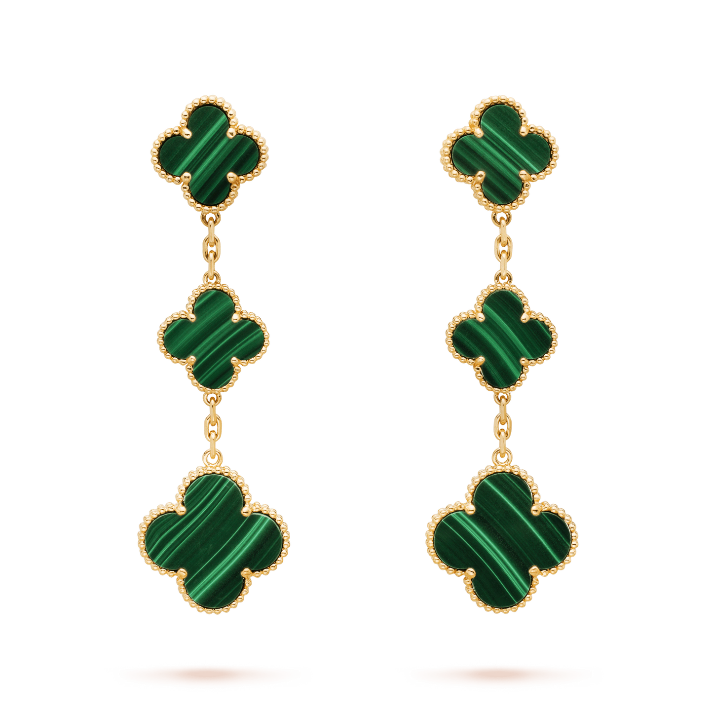 [Regal Gem]CLOVER MALACHITE 3 MOTIFS GOLD